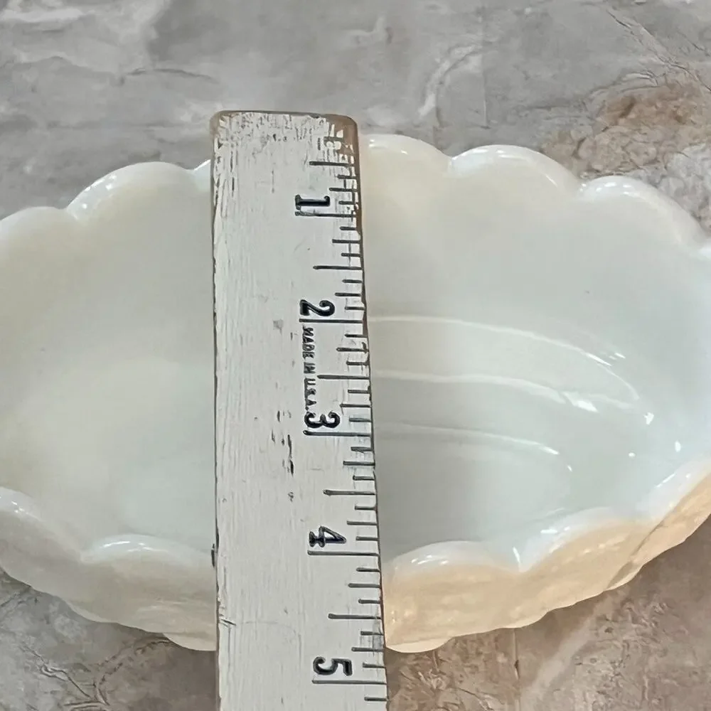 Westmoreland Milk Glass White Paneled Grape Candy Nut Dish 6.5 in